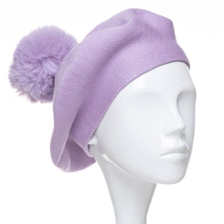 Berete - Bereta clasica lila, cu mot din blanita, din bumbac si lana