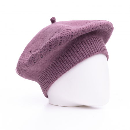 Berete - Bereta mov lavanda cu model tricotaj cu braduti, din lana