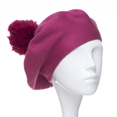 Berete - Bereta clasica mov zmeura, cu mot din blanita, din bumbac si lana
