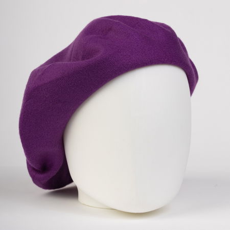 Bereta mov clasica, chic, din bumbac si lana