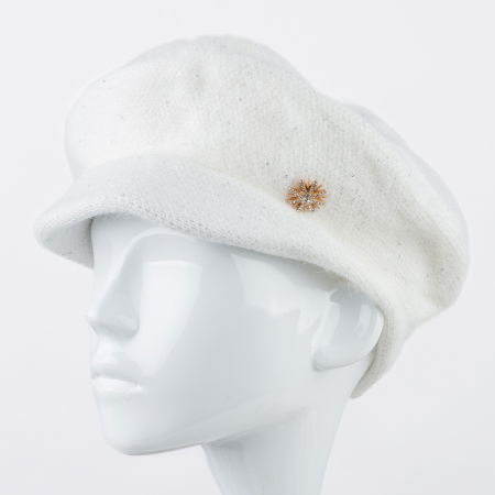 Berete - Bereta alba cu cozoroc mic si paiete foarte fine pe toata suprafata, captusita