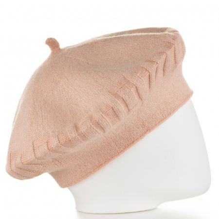 Bereta roz cu model gen tricotaj cu model geometric, din lana [1]