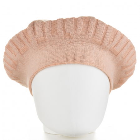 ACCESORII DAMĂ - Bereta roz cu model gen tricotaj cu model geometric, din lana