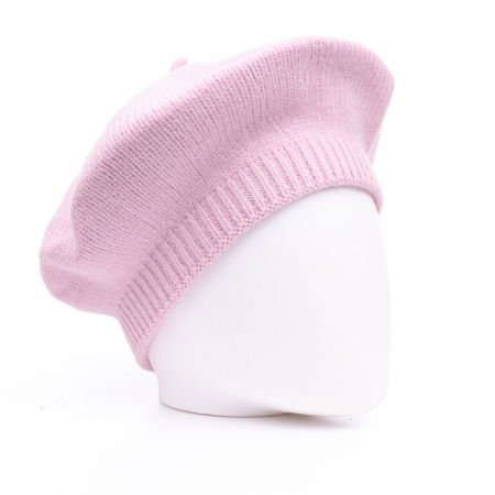 Berete - Bereta roz cu model tricotaj simplu cu clini, din lana