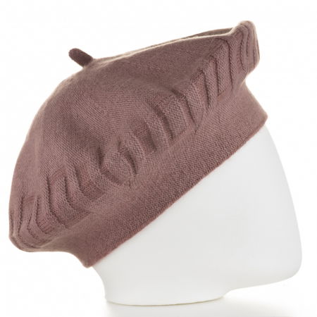 Bereta roz prafuit cu model gen tricotaj cu model geometric, din lana [1]