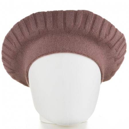 Berete - Bereta roz prafuit cu model gen tricotaj cu model geometric, din lana