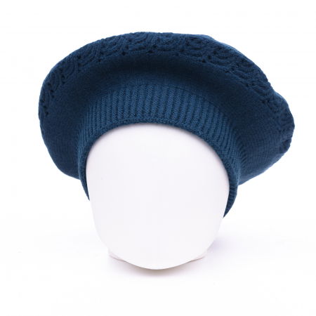 ACCESORII DAMĂ - Bereta turcoaz inchis cu model tricotaj cu braduti, din lana