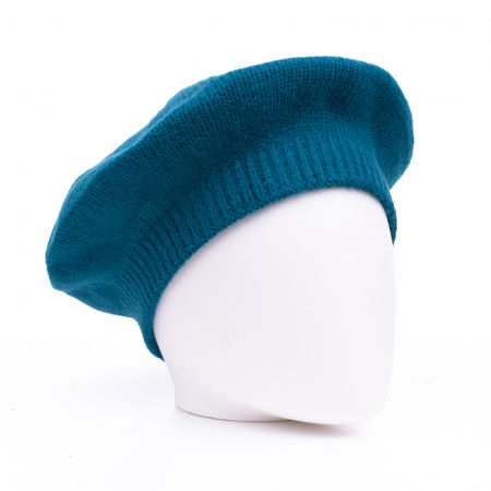 ACCESORII DAMĂ - Bereta turcoaz inchis cu model tricotaj simplu cu clini, din lana