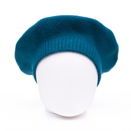 Bereta turcoaz inchis cu model tricotaj simplu cu clini, din lana [1]