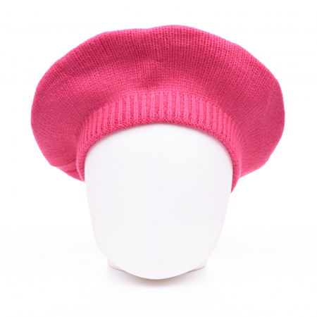 Bereta fucsia cu model tricotaj simplu cu clini, din lana [1]