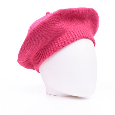 ACCESORII DAMĂ - Bereta fucsia cu model tricotaj simplu cu clini, din lana
