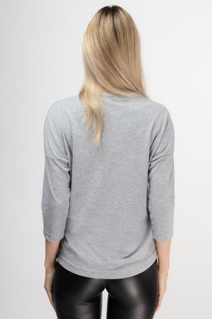 Tricou gri cu imprimeu silueta de pisica [3]