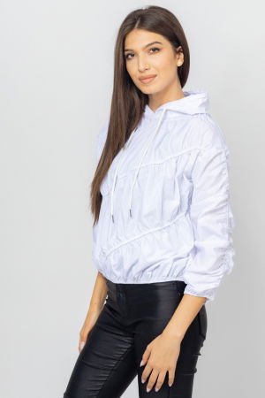 Bluza avangardista din bumbac, cu gluga si cusaturi elastice, alba [2]