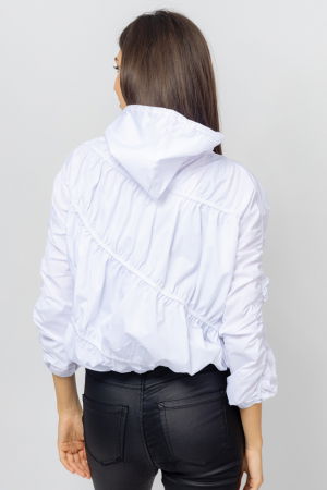 Bluza avangardista din bumbac, cu gluga si cusaturi elastice, alba [3]