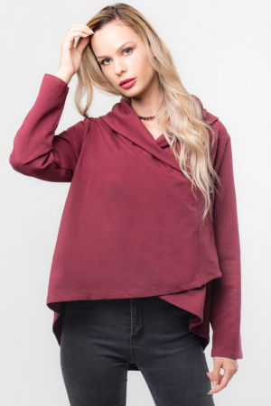 Geci & Jachete & Blazere - Jacheta bordo petrecuta, din tricot de bumbac