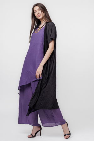 Blazer elegant, usor creponat, cu rever dublat cu voal negru [5]