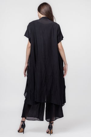 Blazer elegant, usor creponat, cu rever dublat cu voal negru [3]