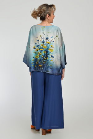 Bluza amestec matase cu vascoza, imprimeu pictural cu flori galbene delicate [9]