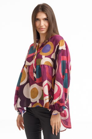 Bluza lejera multicolora cu imprimeu geometric din tencel [1]