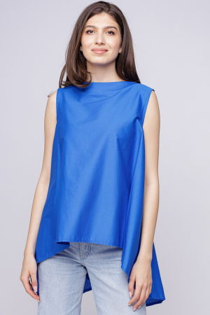 Bluza ampla albastru electric, din poplin de bumbac [1]