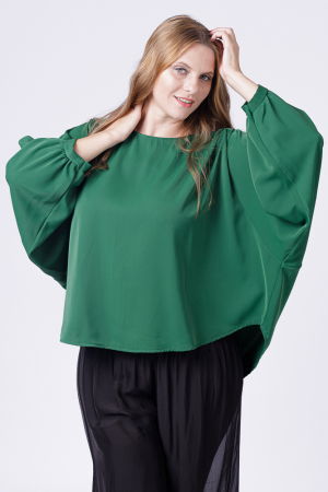 Bluze Casual - Bluza verde larga cu maneci fluture