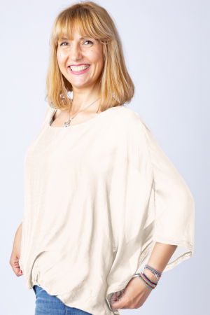 Bluza ivory din matase si vascoza cu maneca fluture [1]