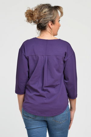 Bluza casual din bumbac ajustabila in fata cu maneca 3/4, mov inchis [9]