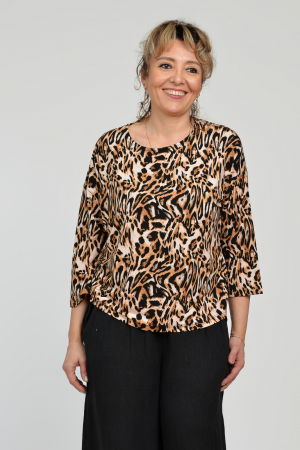Bluza casual, imprimeu animal print si maneca 3/4 [4]