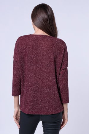Bluza tricotata bordo cu fir lurex si maneca 3/4 [2]