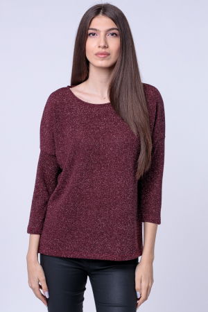 Bluze Casual - Bluza tricotata bordo cu fir lurex si maneca 3/4