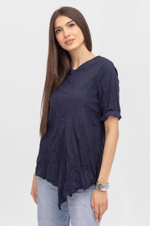 Bluza creponata in colturi, din bumbac bleumarin [1]