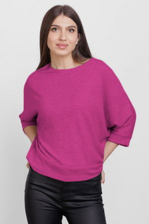 Bluze & Cămăși & Tricouri - Bluza cu maneca fluture, din jerseu de vascoza, magenta