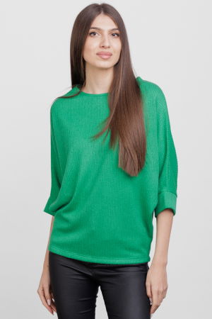 Bluze & Cămăși & Tricouri - Bluza cu maneca fluture, din jerseu embosat de vascoza, verde