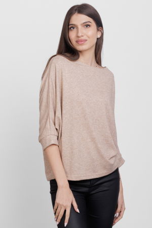 ÎMBRĂCĂMINTE - Bluza cu maneca fluture, din jerseu de vascoza, bej