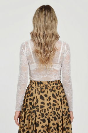 Bluza dama din dantela eleganta – bluza transparenta chic alba [1]