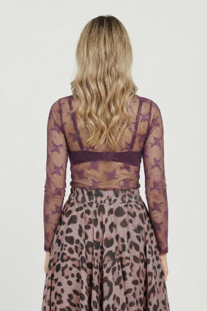 Bluza dama din dantela eleganta – bluza transparenta chic visinie [1]