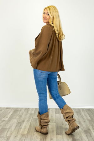 Bluza dama eleganta cu volane, maro [3]