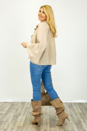 Bluza dama eleganta cu volane, bej [3]