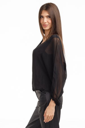 Bluza dama eleganta si lejera din matase si vascoza, neagra [2]
