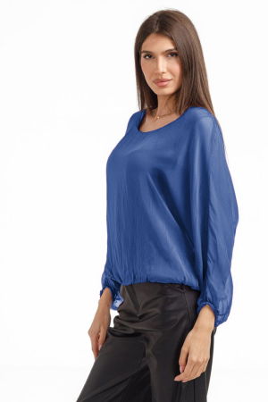 Bluza dama eleganta si lejera din matase si vascoza, albastra [1]