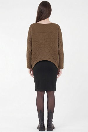 Bluza dama lejera din material gofrat de vascoza cu floare decorativa, maro deschis [1]