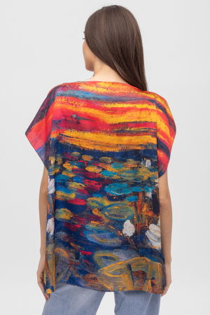 Bluza de vara tip poncho din matase  imprimata cu reproducere dupa picturi celebre [1]