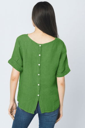 Bluza din in verde olive cu nasturi pe spate [2]