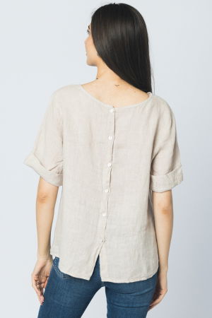 Bluza din in bej cu nasturi pe spate [2]