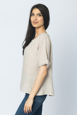 Bluza din in bej cu nasturi pe spate [1]