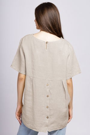 Bluza din in bej, asimetrica, cu nasturi pe spate [2]