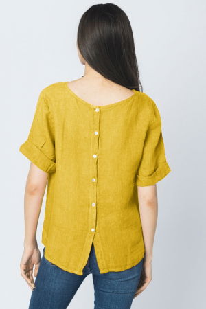 Bluza din in galben mustar cu nasturi pe spate [2]