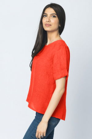 Bluza din in corai cu nasturi pe spate [1]