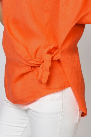 Bluza din in portocalie, masura mare cu nod pe talie [2]