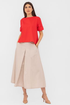 Bluza din poplin de bumbac  cu nasturi pe spate, rosie [2]